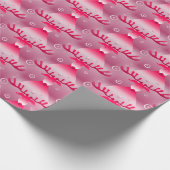 Whimsical Pink Reindeer Kerstmis Patroon Cadeaupapier (Hoek)