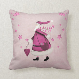Whimsical Pink Retro  Santa Claus Kussen