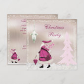 Whimsical Pink Retro Santa Kerstparty nodigt uit Kaart (Voorkant / Achterkant)