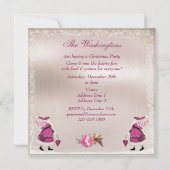 Whimsical Pink Retro Santa Kerstparty nodigt uit Kaart (Achterkant)