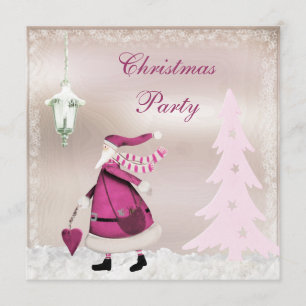 Whimsical Pink Retro Santa Kerstparty nodigt uit Kaart
