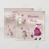 Whimsical Pink  Retro Santa Party nodigt uit Kaart (Voorkant / Achterkant)