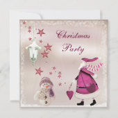 Whimsical Pink  Retro Santa Party nodigt uit Kaart (Voorkant)