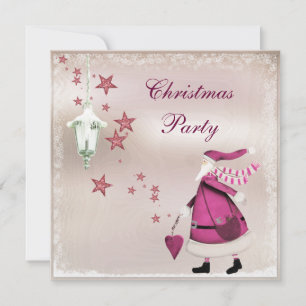 Whimsical Pink  Retro Santa Party nodigt uit Kaart