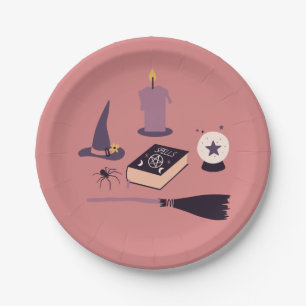 Whimsical pink roze witje bord