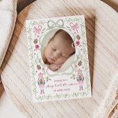 Whimsical Pink Sage Nutcracker Bow Frame Feestdagenkaart