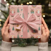 Whimsical Pink Santa Cadeaupapier