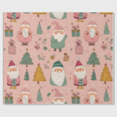 Whimsical Pink Santa Cadeaupapier (Vlak)