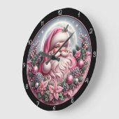Whimsical Pink Santa Christmas Graphic Grote Klok (Hoek)