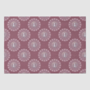 Whimsical Pink Snowman Classic Polka Dot Mandala Tissuepapier