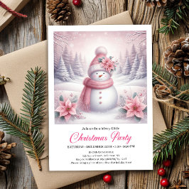 Whimsical Pink Snowman Editable Christmas Kids Kaart