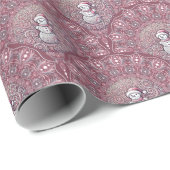 Whimsical Pink Snowman Mandala Art Deco Scallop Cadeaupapier (Rol Hoek)