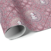 Whimsical Pink Snowman Mandala Geo Diamond Tegel Cadeaupapier (Rol Hoek)