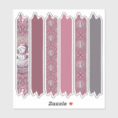 Whimsical Pink Snowman Mandala Patterns Washi Tape Sticker (Vel)