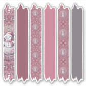 Whimsical Pink Snowman Mandala Patterns Washi Tape Sticker (Voorkant)