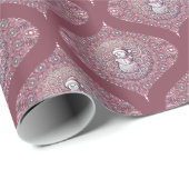 Whimsical Pink Snowman Mandala Retro Ogee Damask Cadeaupapier (Rol Hoek)