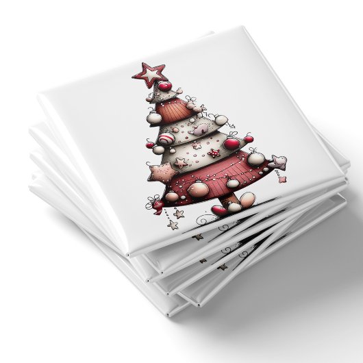 Whimsical Pink Star Tree Christmas Magnet