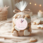 Whimsical Pink Stork Baby shower Stickers