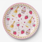 Whimsical Pink Strawberry Papieren Bordje (Voorkant)