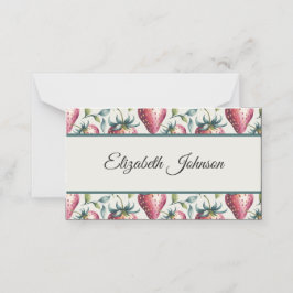 Whimsical Pink Strawberry Summer Naam Plaatskaartje