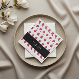 Whimsical Pink Strawberry Wedding Napkins Servet