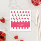 Whimsical Pink Strawberry Wedding Napkins Servet (Insitu)