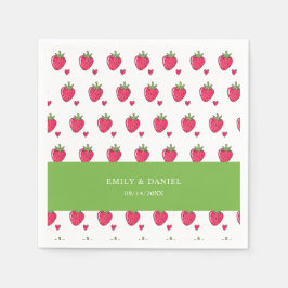 Whimsical Pink Strawberry Wedding Napkins Servet