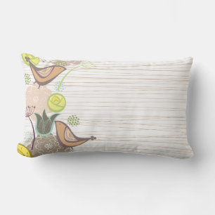 Whimsical Pink Sweet Birds Floral Garden Cushion Kussen