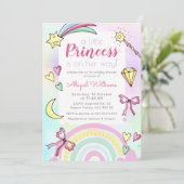 Whimsical Pink/Violet Princess Baby Girl Shower Kaart (Staand voorkant)