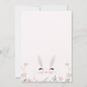 Whimsical Pink Wildflowers Een konijn 1e verjaarda Kaart (Achterkant)