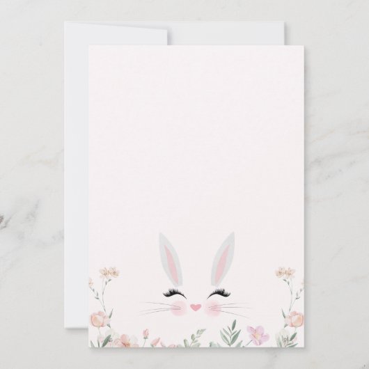 Whimsical Pink Wildflowers Een konijn 1e verjaarda Kaart (Achterkant)