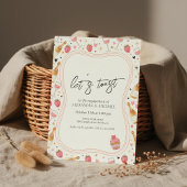 Whimsical Pink Wine Engagement Invitation Kaart