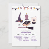 Whimsical pink witch met thema kaart (Voorkant)