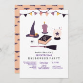 Whimsical pink witch met thema kaart (Voorkant / Achterkant)