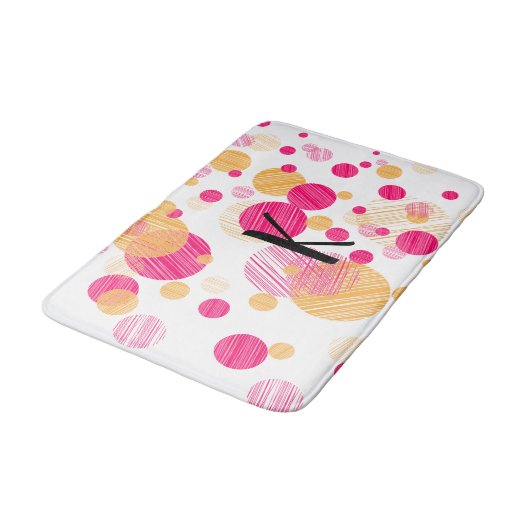 Whimsical Pink&Yellow Monogram Polka-Dot Pattern Badmat (Gekanteld)