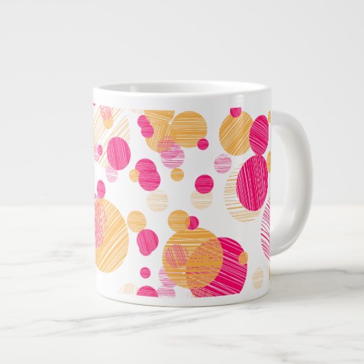 Whimsical Pink & Yellow Polka-Dot Pattern Grote Koffiekop (Voorkant rechts)