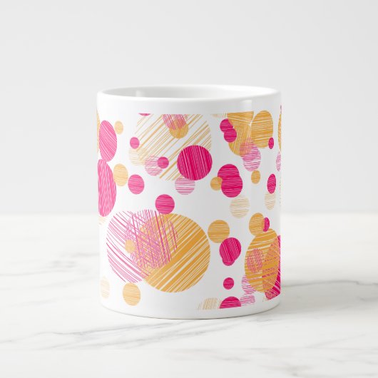 Whimsical Pink & Yellow Polka-Dot Pattern Grote Koffiekop (Voorkant)
