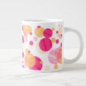 Whimsical Pink & Yellow Polka-Dot Pattern Grote Koffiekop (Rechts)