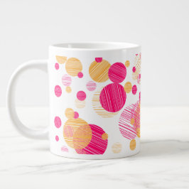 Whimsical Pink & Yellow Polka-Dot Pattern Grote Koffiekop