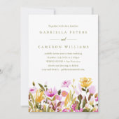 Whimsical Pink Yellow Waterverf Floral Wedding Kaart (Voorkant)