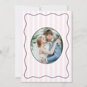 Whimsical Pinstripe Bow foto bruiloft Kaart (Achterkant)