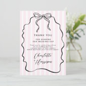 Whimsical Pinstripe Bow Wedding Bedankkaart (Staand voorkant)
