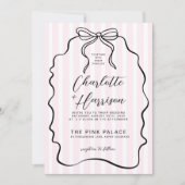 Whimsical Pinstripe Bow Wedding Kaart (Voorkant)