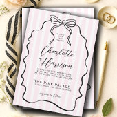 Whimsical Pinstripe Bow Wedding Kaart