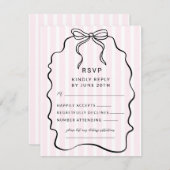 Whimsical Pinstripe Bow Wedding RSVP Kaartje (Voorkant / Achterkant)