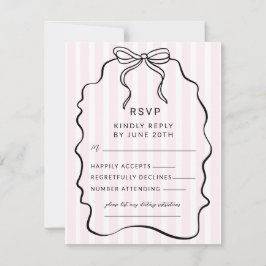 Whimsical Pinstripe Bow Wedding RSVP Kaartje