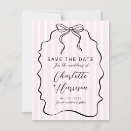 Whimsical Pinstripe Bow Wedding Save the Date