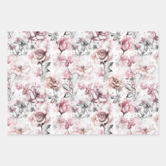 Whimsical Pioen en Rozen Inpakpapier Vel (Voorkant 3)