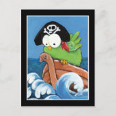 Whimsical Pirate Bird in a Wooden Boat Briefkaart (Voorkant)