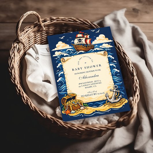 Whimsical Pirate Ship Adventure Baby Shower Kaart